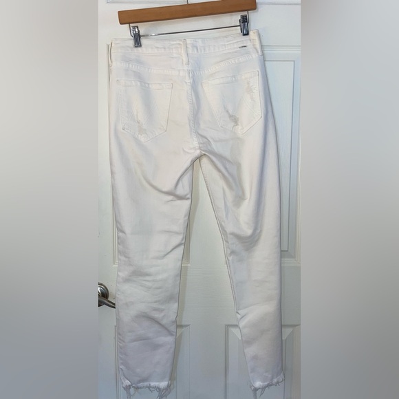 MOTHER “The Flirt” Mid Rise White Distressed Skinny Leg Ankle Jeans - Picture 2 of 5